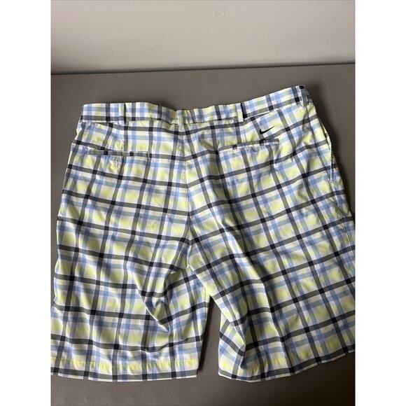 Nike Golf Shorts Blue Green White Plaid Dri-Fit Stretch Pockets Men Size 42 - Picture 2 of 5